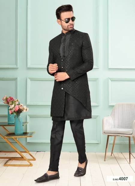 Black Colour GS Fashion Function Wear Mens Designer Indo Western Exporters In India 4007