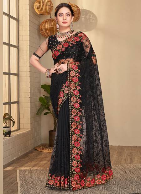 Black Colour Gracious Designer Wholesale Wedding Sarees Catalog 1501