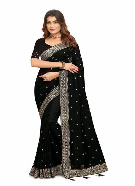 Black Colour Heritage By Utsav Nari Vichitra Blooming Embroidery Saree Wholesalers In Delhi 2371