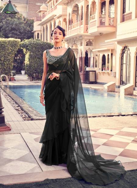 Black Colour Imperial Vol 10 By Arya Party Wear Saree Catalog 48002