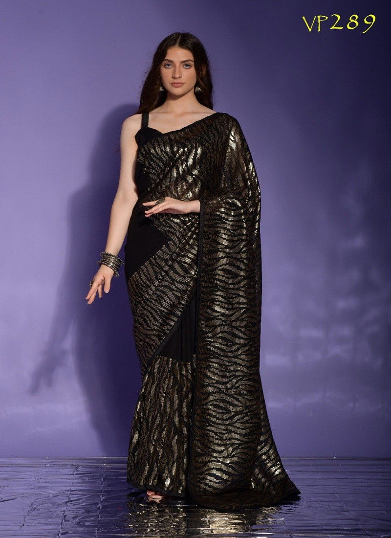 Black Colour Jeet By Fashion Berry Georgette Saree Wholsalers In India VP289