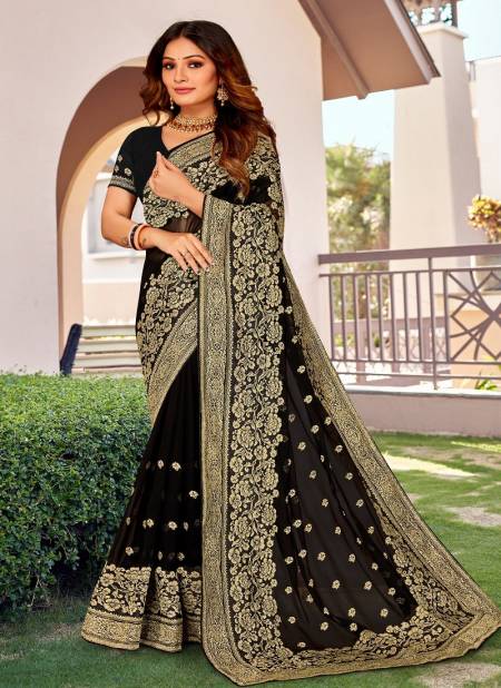 Black Colour Jigyasa By Nari Fashion Wedding Saree Catalog 7111