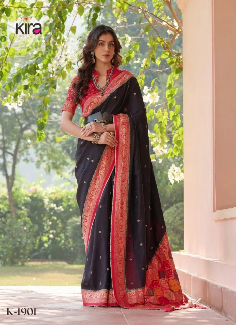 Black Colour Kadambri By Kira Viscose Wedding Wear Saree Wholesalers In India 1901