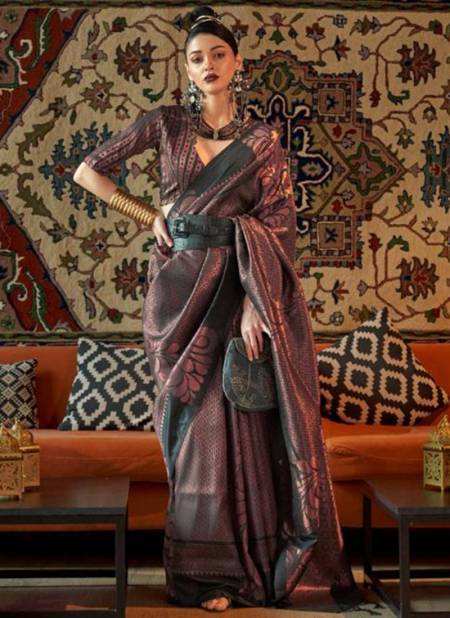 Black Colour Kanmani Silk Designer Wholesale Wedding Wear Sarees 2005