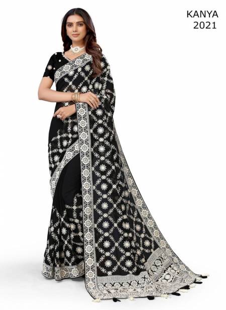 Black Colour Kanya By Fashion Lab Georgette Saree Catalog 2021