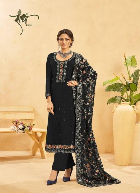 Black Colour Kesariya By Radha Trendz Heavy Embroidery Georgette Bulk Salwar Kameez Orders In India 1144