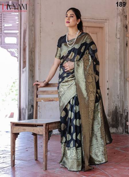 Black Colour Kirti By Divyam Chanderi Silk Wedding Saree Wholesale Shop In Surat 189