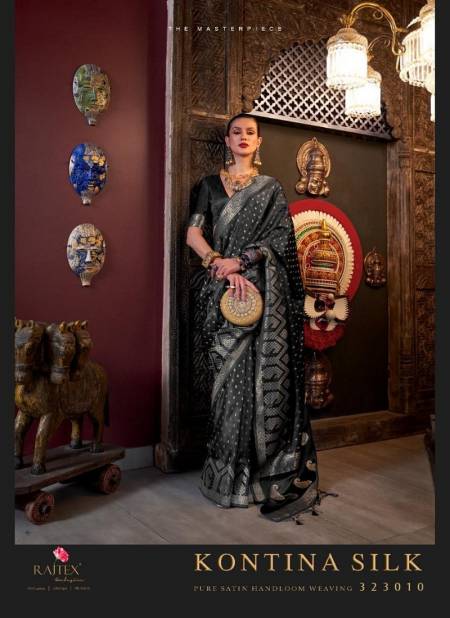 Black Colour Kontina Silk By Rajtex Pure Satin Handloom Weaving Saree Wholesale Market In Surat 323010