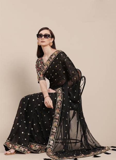 Black Colour Krishna Vol 1 By Fashion Lab Silk Sarees Catalog 1003