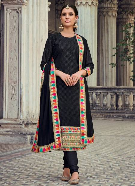 Black Colour Lamhey Vol 10 Function Wear Wholesale Georgette Salwar Suits 2054