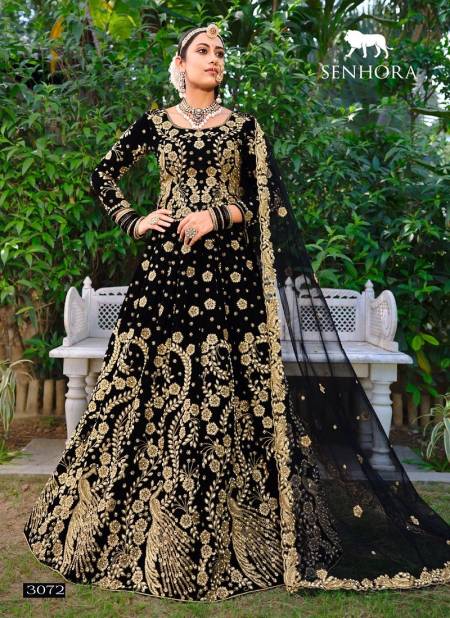 Black Colour Latika By Senhora Velvet With Dori Work Function Wear Designer Lehenga Choli Catalog 3072