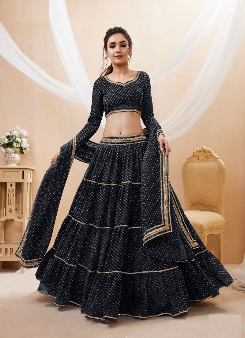 Black Colour Lavish Vol 1 By Zeel Clothing Wedding Georgette Bulk Lehenga Choli Orders In India 602