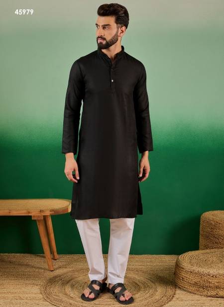 Black Colour Mahotsav Mens Wear Cotton Kurta Wholesale Shop In Surat 45979