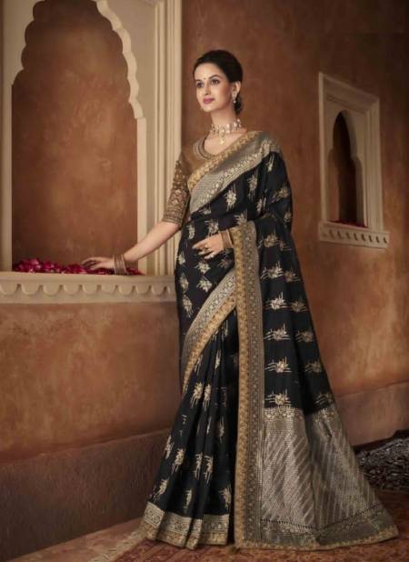Black Colour Meera 1 By Anmol Wedding Sarees Catalog 7005