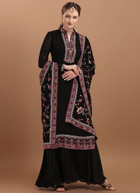 Black Colour Megha Ethnic Wear Wholesale Georgette Suit Catalog 1030