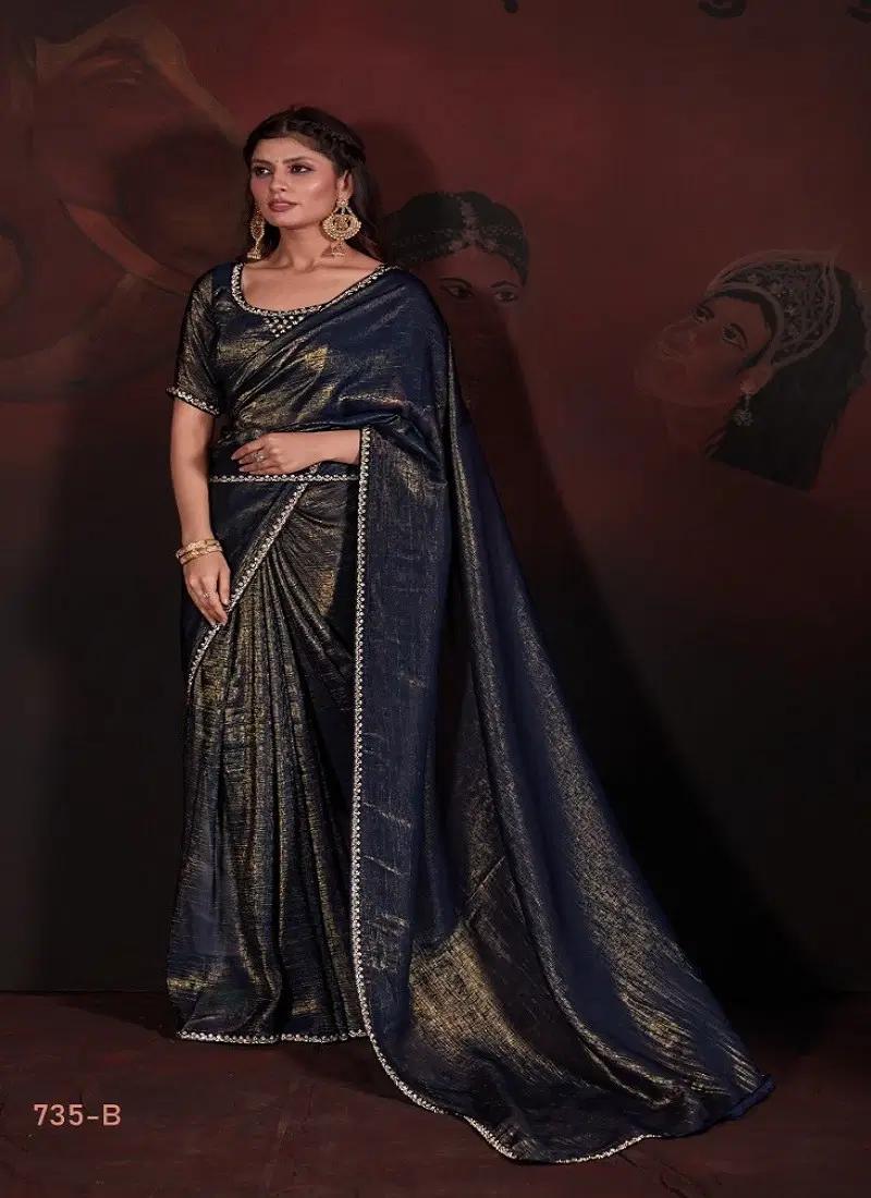 Black Colour Mehek 735 A To D Crush Party Wear Saree Wholesale Price In Surat 735 B