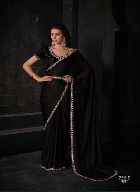 Black Colour Mehek 756 A To F Pure Satin Georgette Function Wear Saree Wholesale Market In Surat 756 E