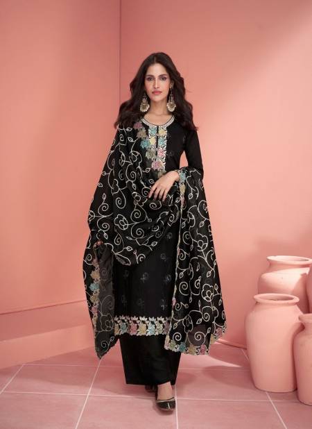 Black Colour Mehran By Aashirwad Premium Silk Salwar Suits Wholesale Market In Surat 9816