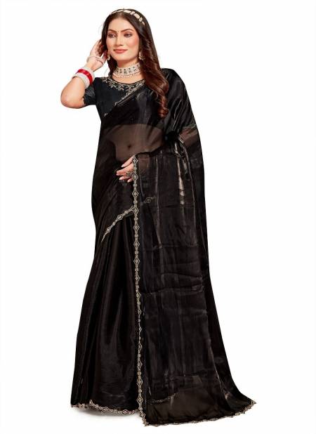 Black Colour Millie By Nari Fashion Desginer Jimmy Choo Silk Saree Exporters In India 7781