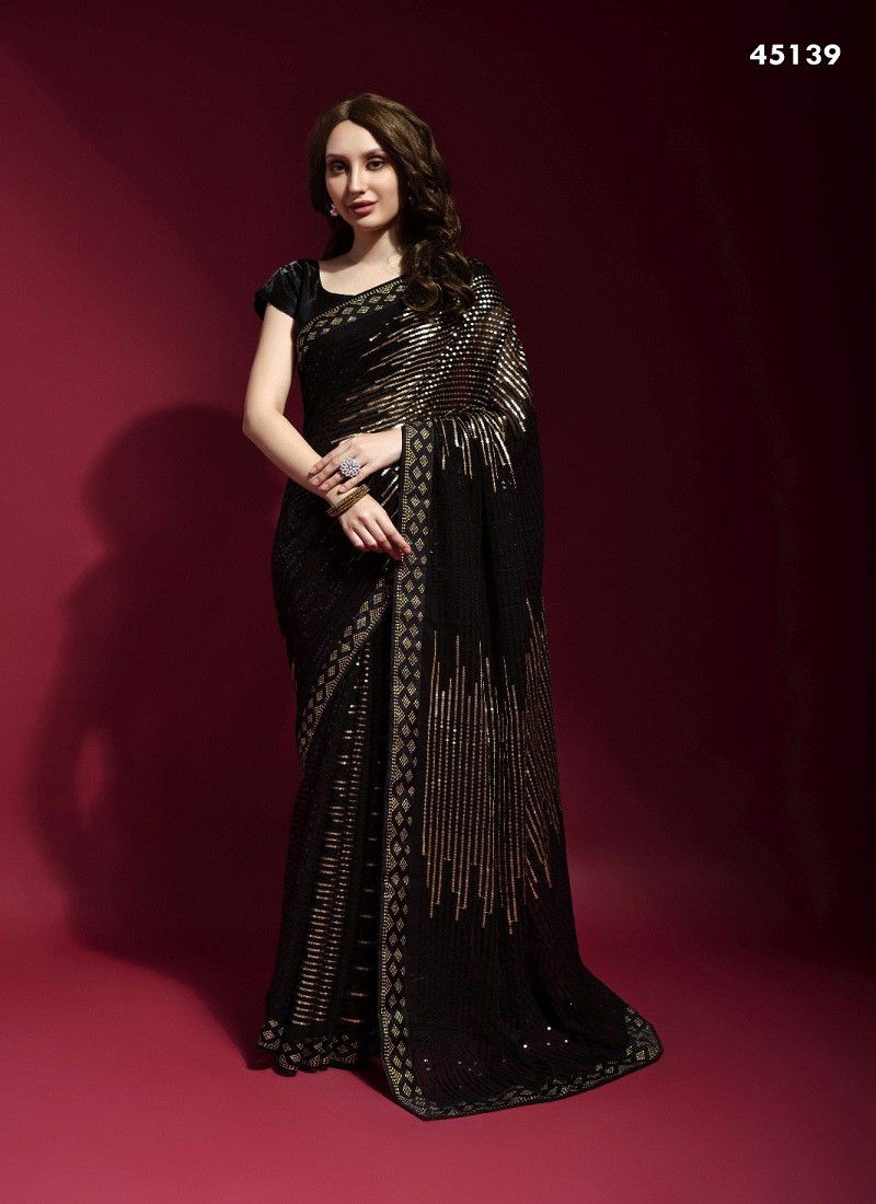 Black Colour Minnie By Mahotsav Designer Party Wear Saree Wholesale Shop In Surat 45139