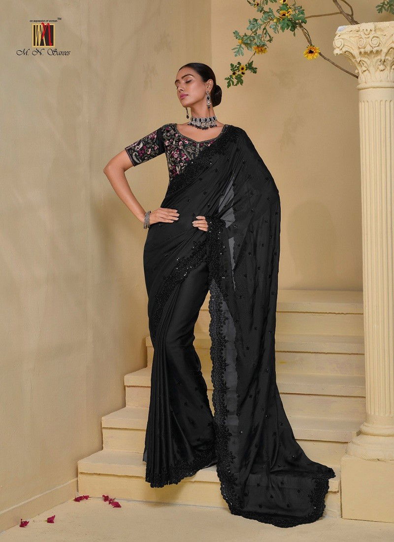 Black Colour Mn 7500 Designer Saree Wholesale Clothing Distributors In Mumabi 7513