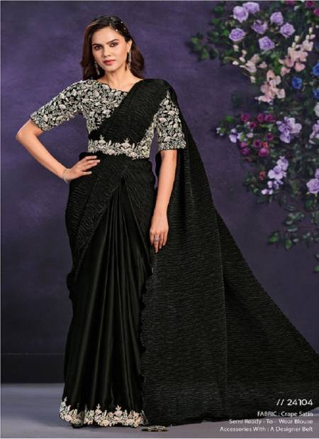 Black Colour Mohmanthan 24100 Series Riona By Mahotsav Readymade Designer Saree Suppliers in India 24104