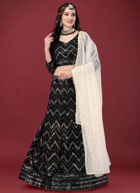 Black Colour Monalisaa Vol 6 Exclusive Wear Wholesale Designer Lehenga Choli Catalog 16004