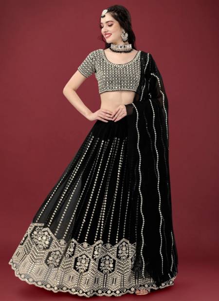 Black Colour Monalisaa Vol 7 Biva Wedding Wear Wholesale Designer Lehenga Choli Catalog 17005