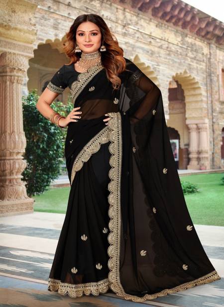 Black Colour Nari Fashion By Zeina Party Wear Saree Catalog 6991