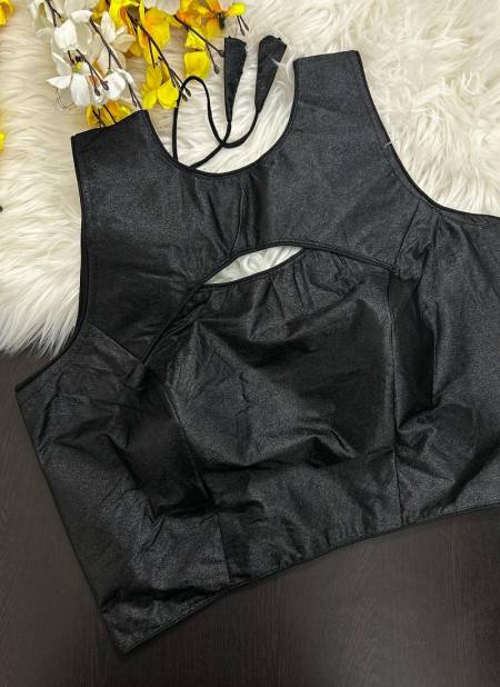 Black Colour New Plain Designer Simar Silk Party Wear Blouse Catalog C