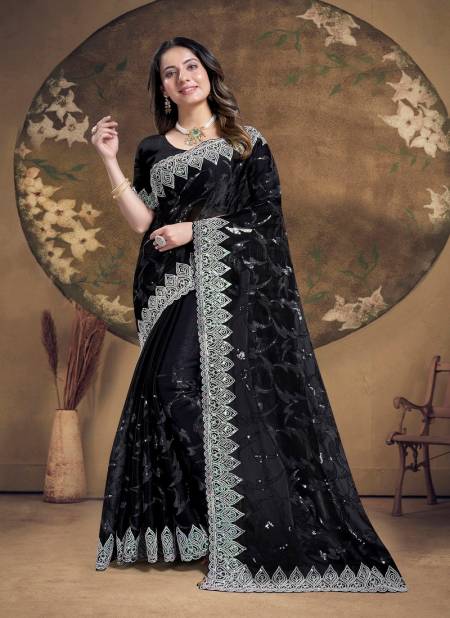 Black Colour Nirali By Nari Fashion Desginer Jimmy Choo Silk Wear Saree Wholesale Price In Surat 7751