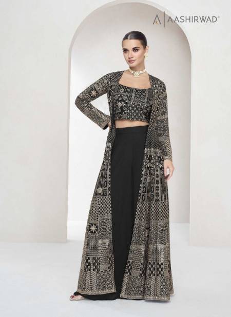 Black Colour Nitya By Aashirwad Real Georgette Readymade Suits Wholesalers In Delhi 10044