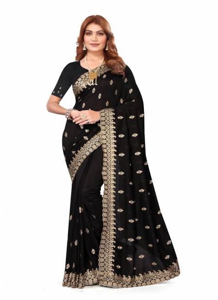 Black Colour Nyra By Utsav Nari Vichitra Blooming Embroidery Saree Online Wholesale 2391