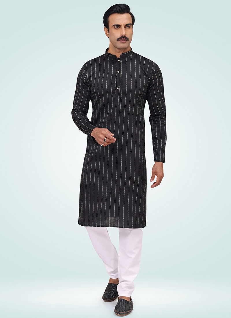 Black Colour Outluk Vol 107 Casual Wear Wholesale Mens Kurta Pajama 107004