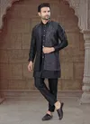 Black Colour Outluk Vol 135 Jcaquard Mens Modi Jacket Kurta Pajama Wholesale Maunfacturers 135003