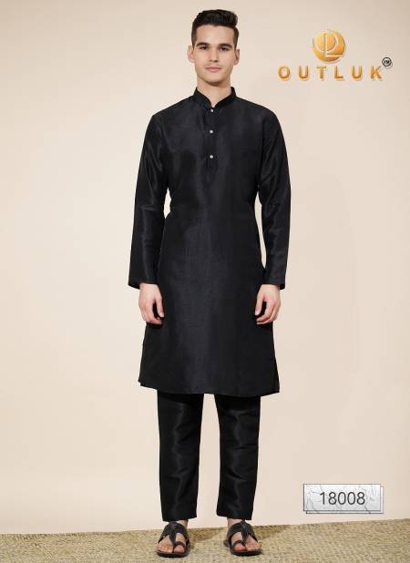 Black Colour Outluk Wedding Collection Vol 18 Pure Silk Mens Kurta Pajama Suppliers In India 18008