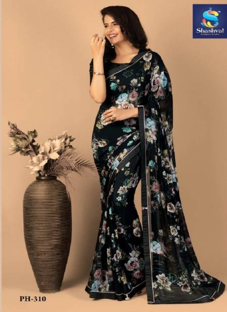 Black Colour Panchi 3 By Shashvat Digital Printed Designer Bamber Silk Saree Wholesale Online PH-310