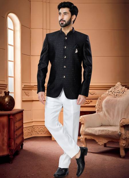 Black Colour Party Wear Designer Wholesale Jodhpuri Suit Catalog 1667