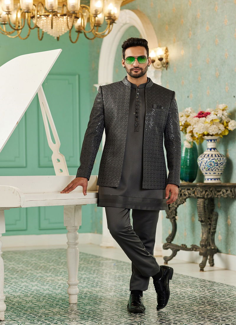 Black Colour Party Wear Mens Designer Jodhpuri Suit Wholesale Clothing Distributors In India 2708