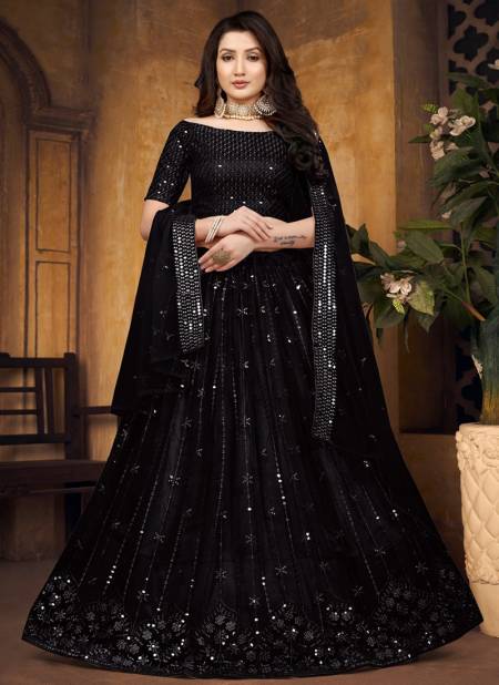Black Colour Raazi Mirror Magic Rama Designer Wholesale Party Wear Lehenga Choli Catalog 11018 M