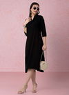 Black Colour Raisin American Crepe Party Wear Western Midi Dress Catalog OLRF0046