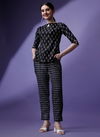 Black Colour Raisin Cotton Printed Cord Set Western Catalog OLCOD0004