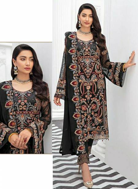 Black Colour Ramsha Ethnic Wear Georgette Wholesale Salwar Suit Collection R 509
