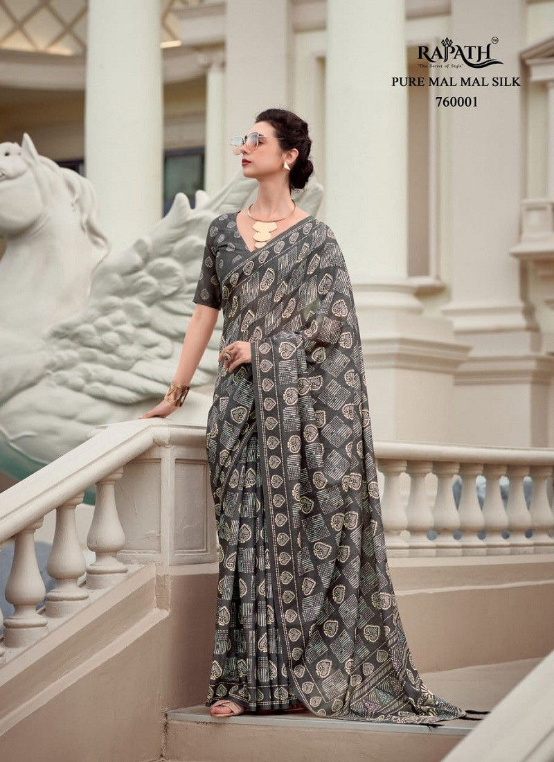 Black Colour Resham By Rajpath Mal Mal Silk Daily Wear Saree Wholesalers In Delhi 760001