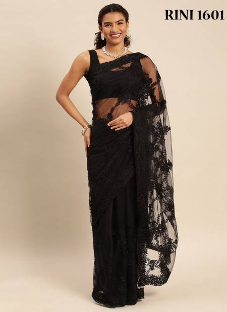 Black Colour Rini By Fashion Lab Party Wear Saree Catalog 1601