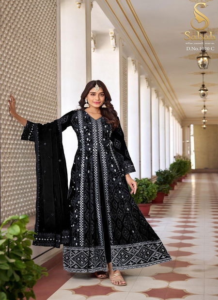 Black Colour Ruhani By Sabah Faux Georgette Designer Salwar Kameez Catalog 1020 C Catalog