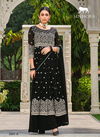 Black Colour Rumana By Senhora Faux Georgette Designer Salwar Kameez Catalog 3001 A