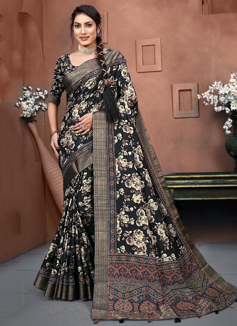 Black Colour Rutba Digital Vol 2 Fancy Wear Wholesale Printed Sarees 1305