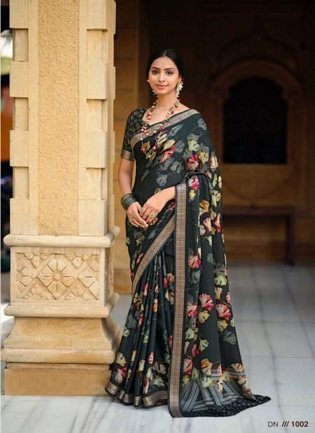Black Colour Sahar By Sr Viscose Printed Saree Wholesale Shop In Surat 1002