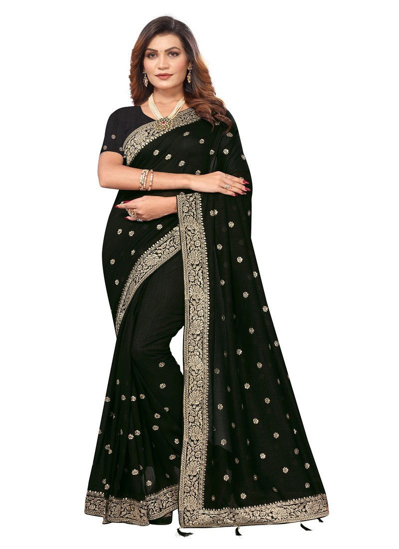 Black Colour Sahitya By Utsav Nari Vichitra Blooming Embroidery Wedding Saree Wholesalers In Delhi 2341